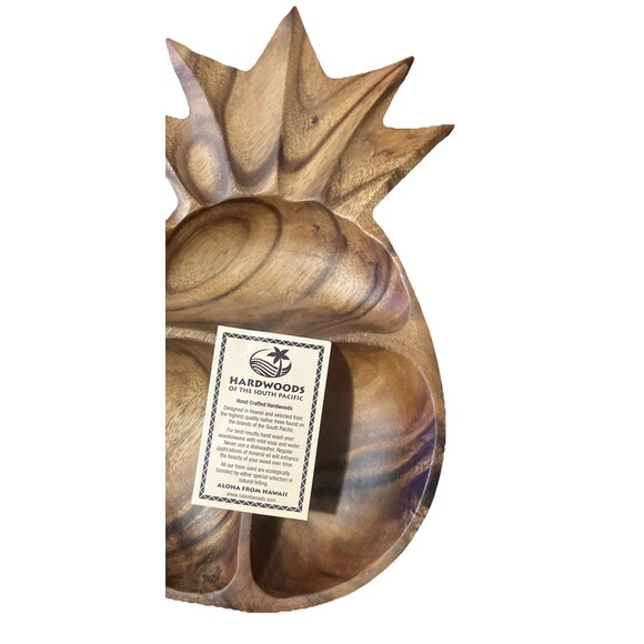 Hawaii Hardwoods of the South Pacific - Hand Carved Pineapple Tray Dish Bowl - Picture 16 of 16